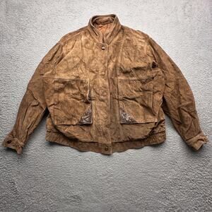 Vintage 80s Maquette Genuine Suede Leather Button Coat Bomber Jacket Mens Large